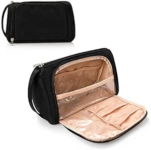 Small Makeup Bag, Makeup Pouch, Travel Cosmetic Organizer for Women and Girls (Oxford Cloth, Black)