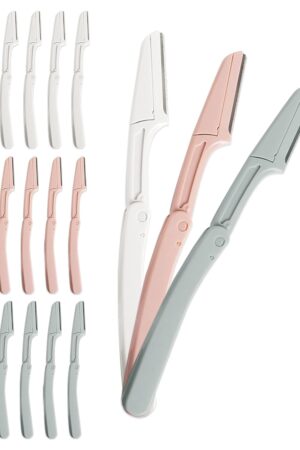 Eyebrow Razors for Women, 15 Pcs Safe  Razor,  Tool for Face, Foldable Eyebrow Razor for Women and Men that Helps Smooth the Skin, 3 Colors