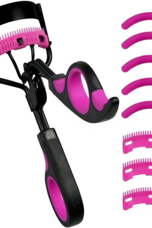 Eyelash Curlers with Comb  Lash Curler with 5 Replacement Refills, 3 Combs, 10 Seconds Curl and Lifted Lashes Black and Purple