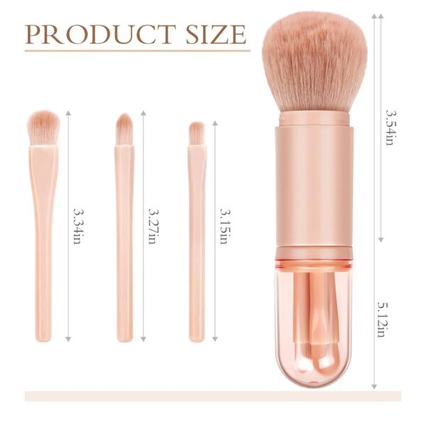 Travel Makeup Brushes Set: 4 in 1 Mini Cute Makeup Brush Retractable Professional Foundation Blending Powder Eye Shadow Brush for Women Facial Cosmetics Makeup Brush Set - Image 2