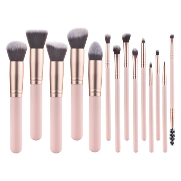 Makeup Brushes Pink wooden Makeup Brushes Set Premium Synthetic Foundation Brushes Blending Face Powder Eye Shadow Concealer Make Up Brushes Tool (14PCS Pink)