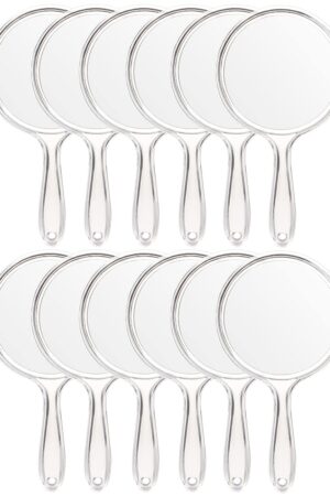 Hand Mirror, Double-Sided Handheld Mirror 1X/3X Magnifying Mirror with Handle, Set of 12 (Clear)