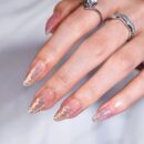 Press On Nails Medium- Christmas Supremely Fit & Natural Soft Gel Glue On Nails with Nail Glue, Reusable Stick On Nails in 15 Sizes - 30 Fake Nails Kit, Pink Sparkle