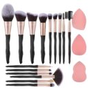 Black makeup brushes and makeup sponges 18pcs makeup tool set makeup brushes set natural synthetic eye shadow foundation make-up facial mixed powder blusher concealer eye makeup brush set
