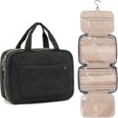 Toiletry Bag Travel Bag with Hanging Hook, Water-resistant Makeup Cosmetic Bag Travel Organizer for Accessories, Shampoo, Full Sized Container, Toiletries, Black